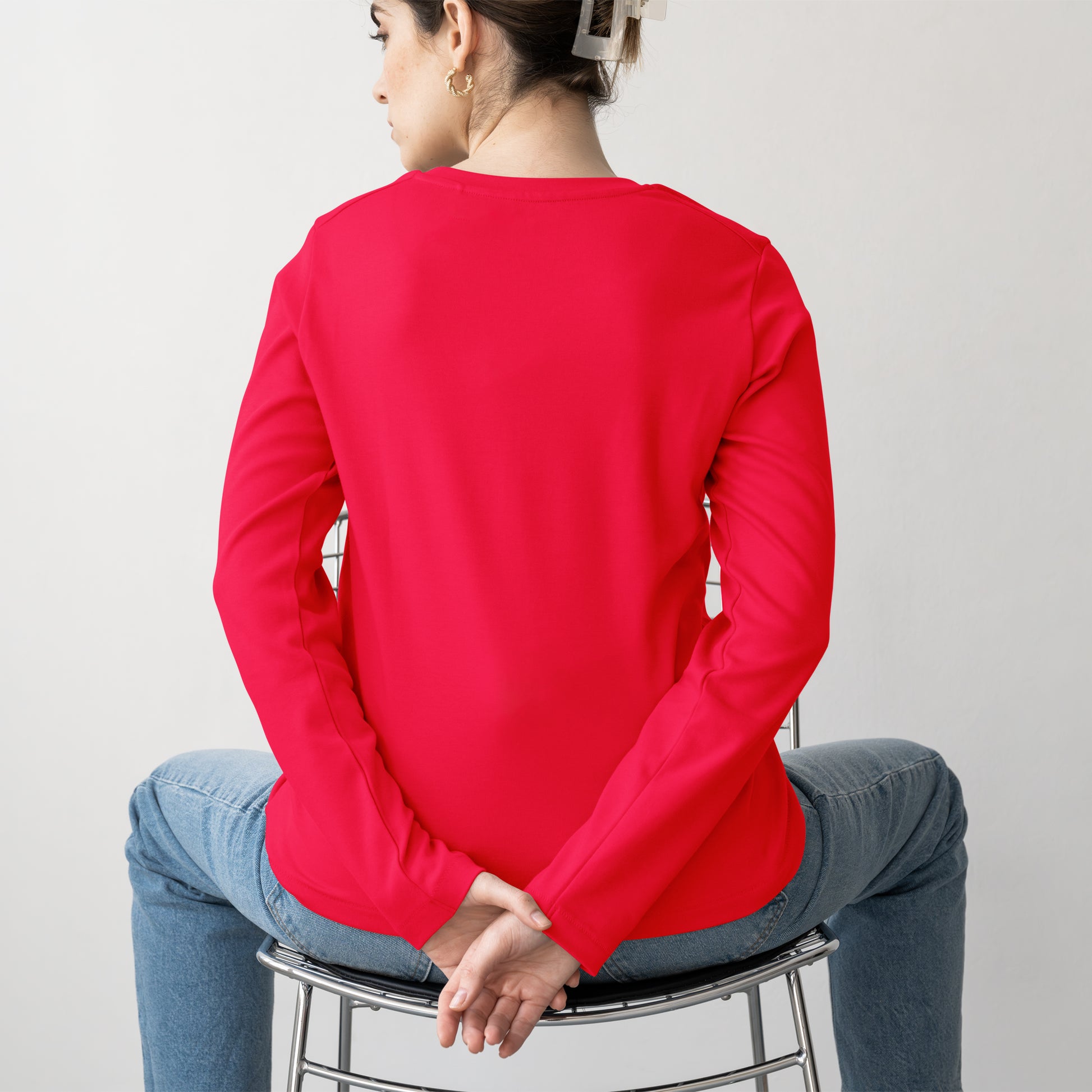 Red Full Sleeve T-Shirt for Women- FlyingCart.pk