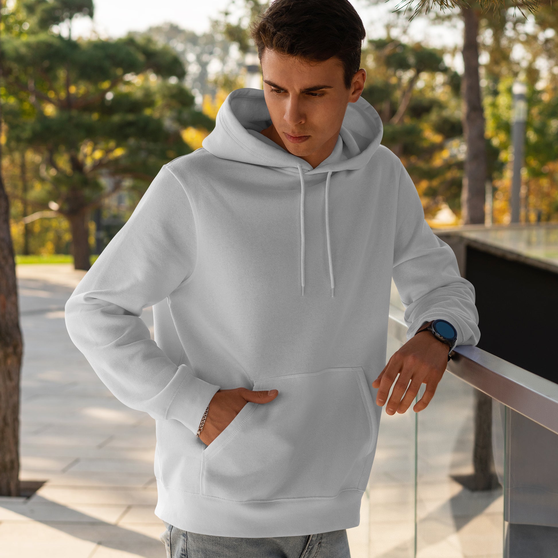 Men Pullover Hoodie White- FlyingCart.pk