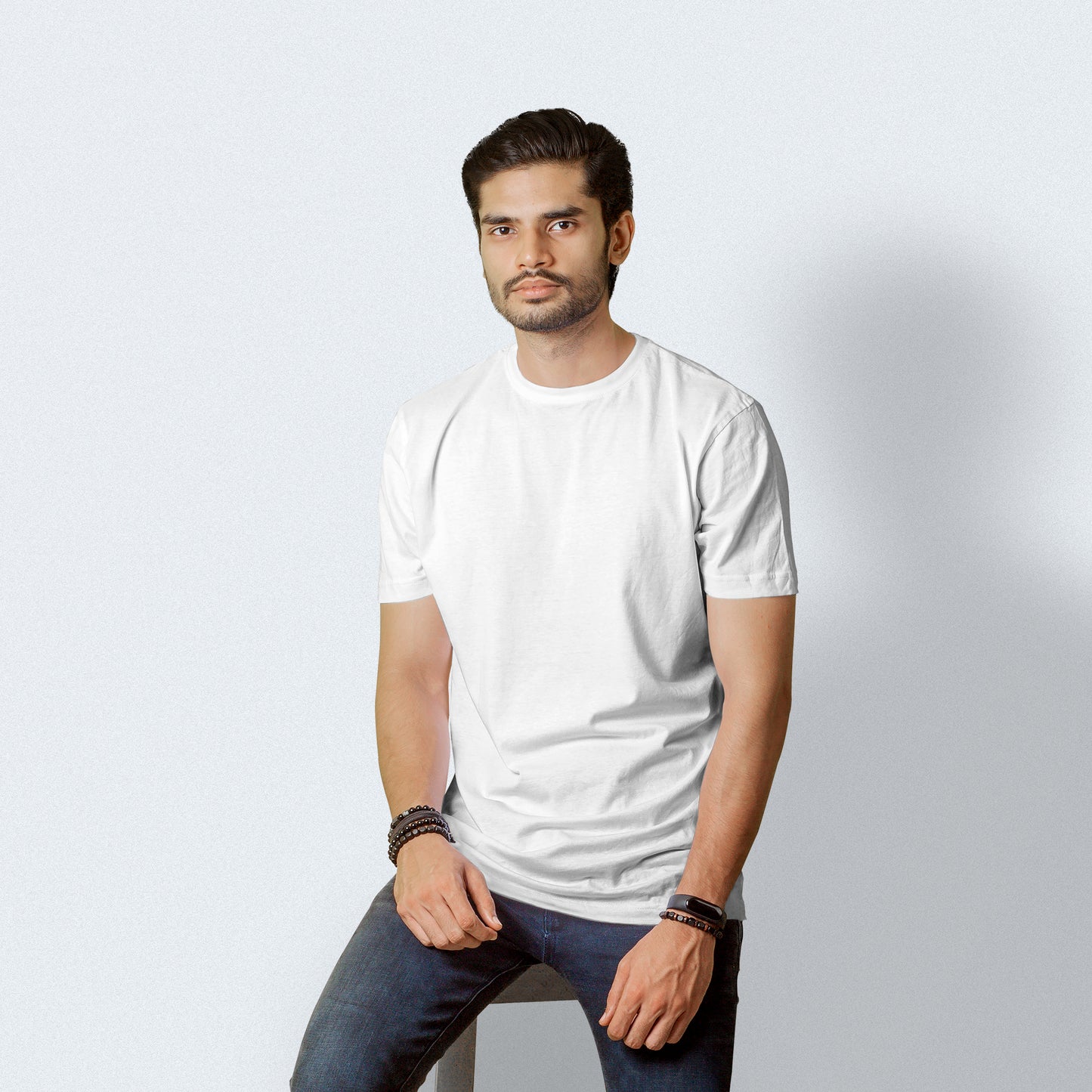 Half Sleeves  White T-shirt For Men - FlyingCart.pk