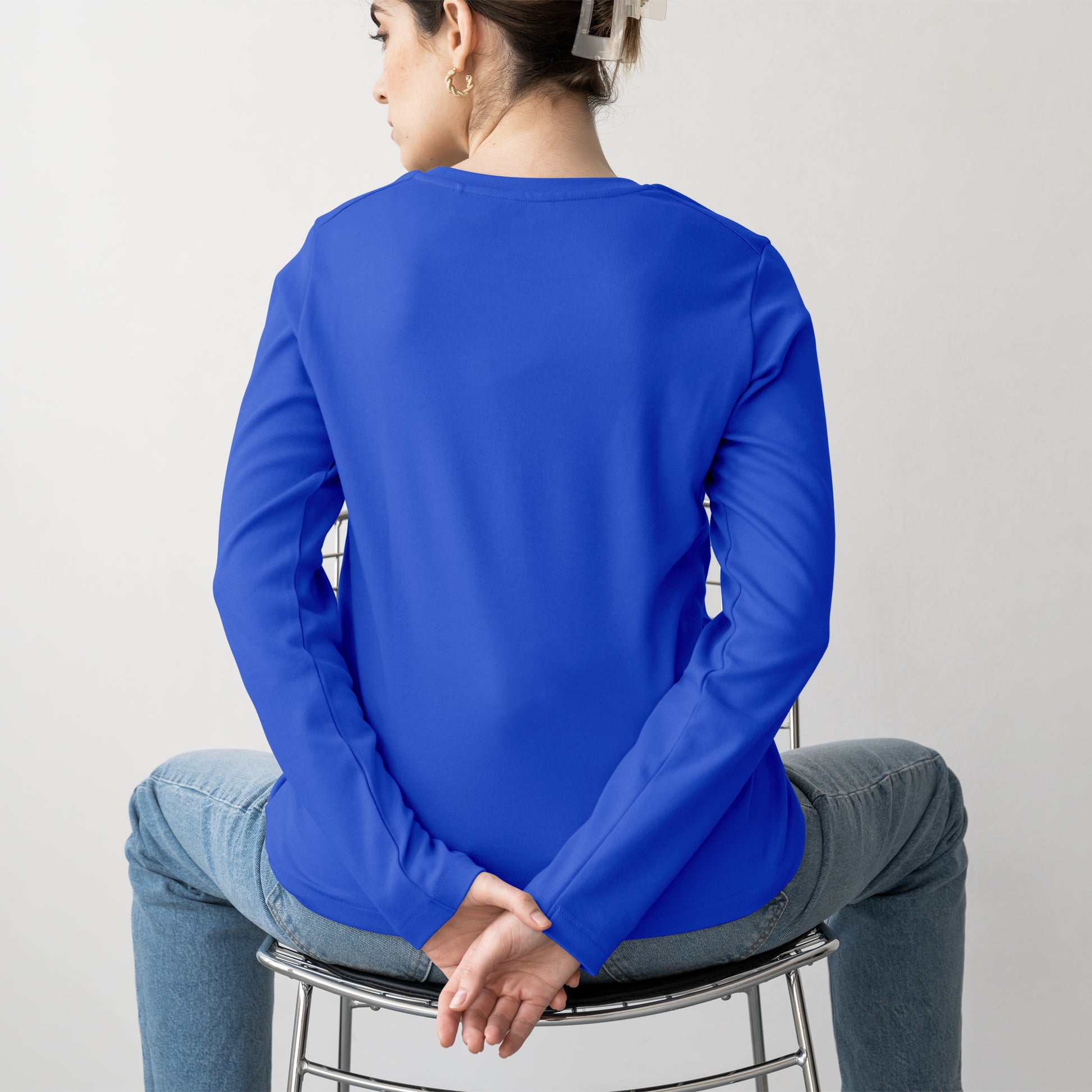 Royal Blue Full Sleeve T-Shirt for Women- FlyingCart.pk