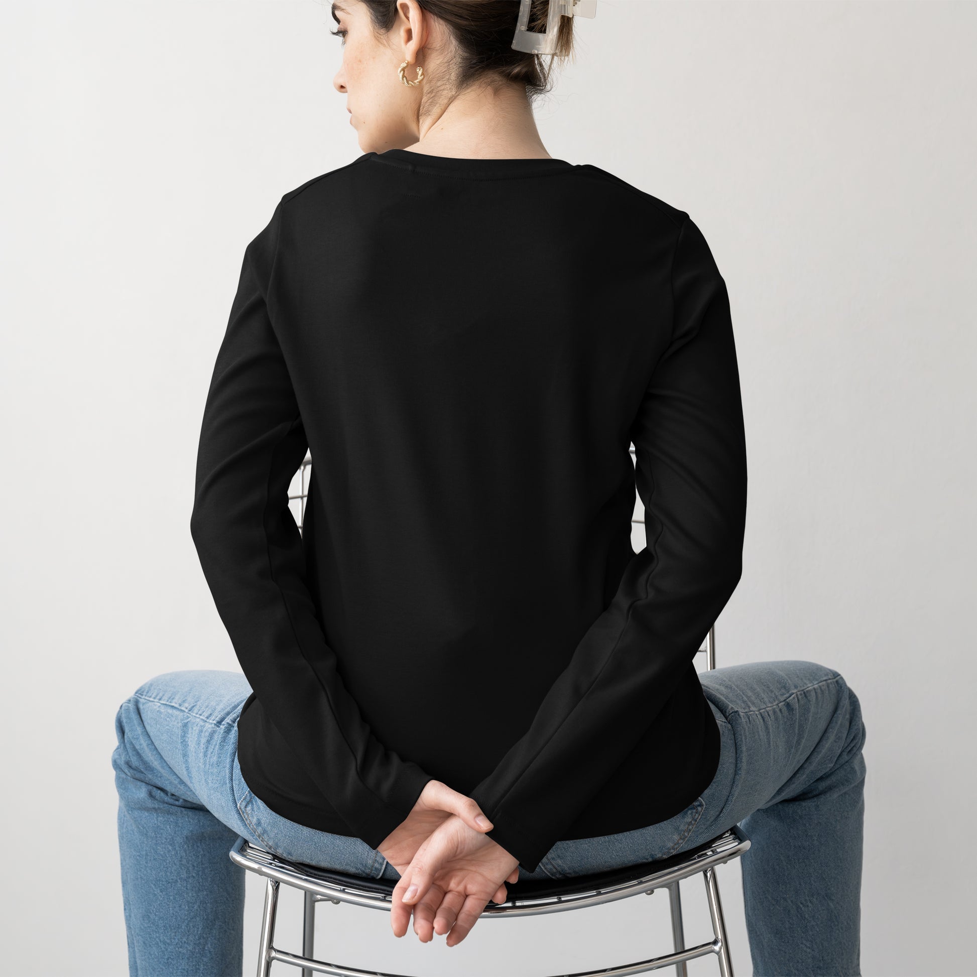 Black Full Sleeve T-Shirt for Women- FlyingCart.pk