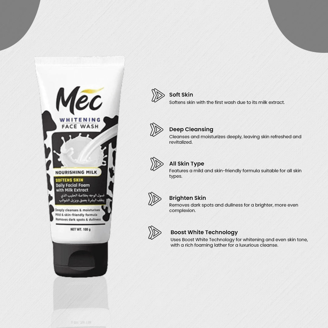 Mec Whitening Nourishing Milk Face Wash 100 ml - FlyingCart.pk