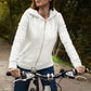 Women Zipper Hoodie White  FlyingCart.pk