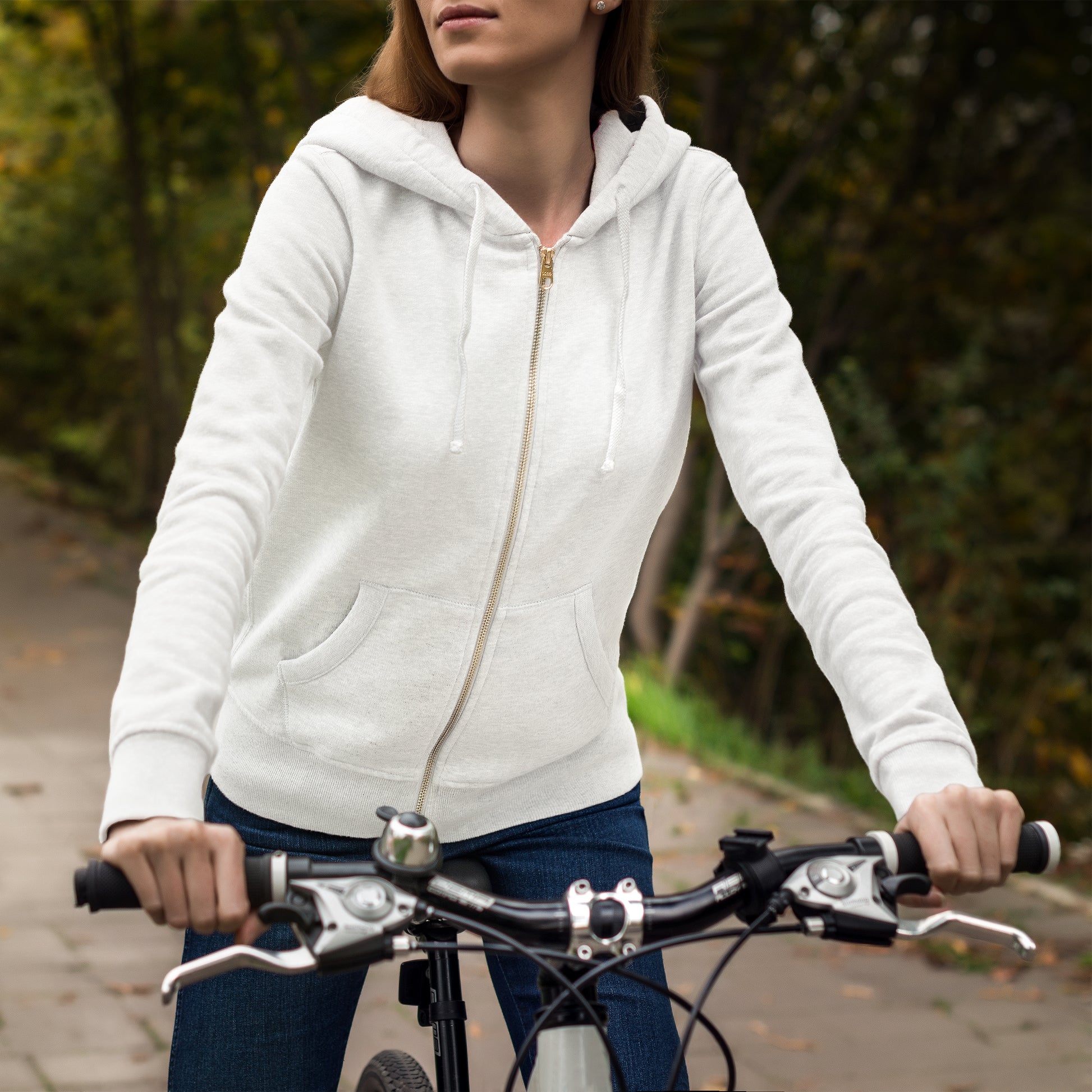 Women Zipper Hoodie White  FlyingCart.pk