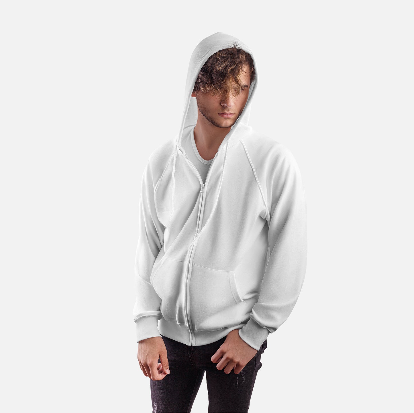 Zipper Hoodie White for Men- FlyingCart.pk