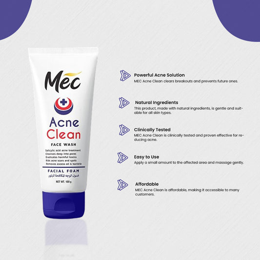 Mec Acne Clear  Face wash 100gm - Flyingcart.pk