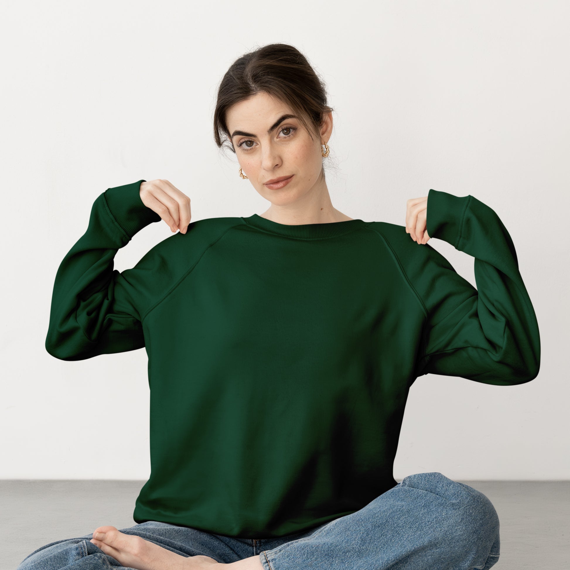 Sweat Shirt Dark Green For Women- FlyingCart.pk