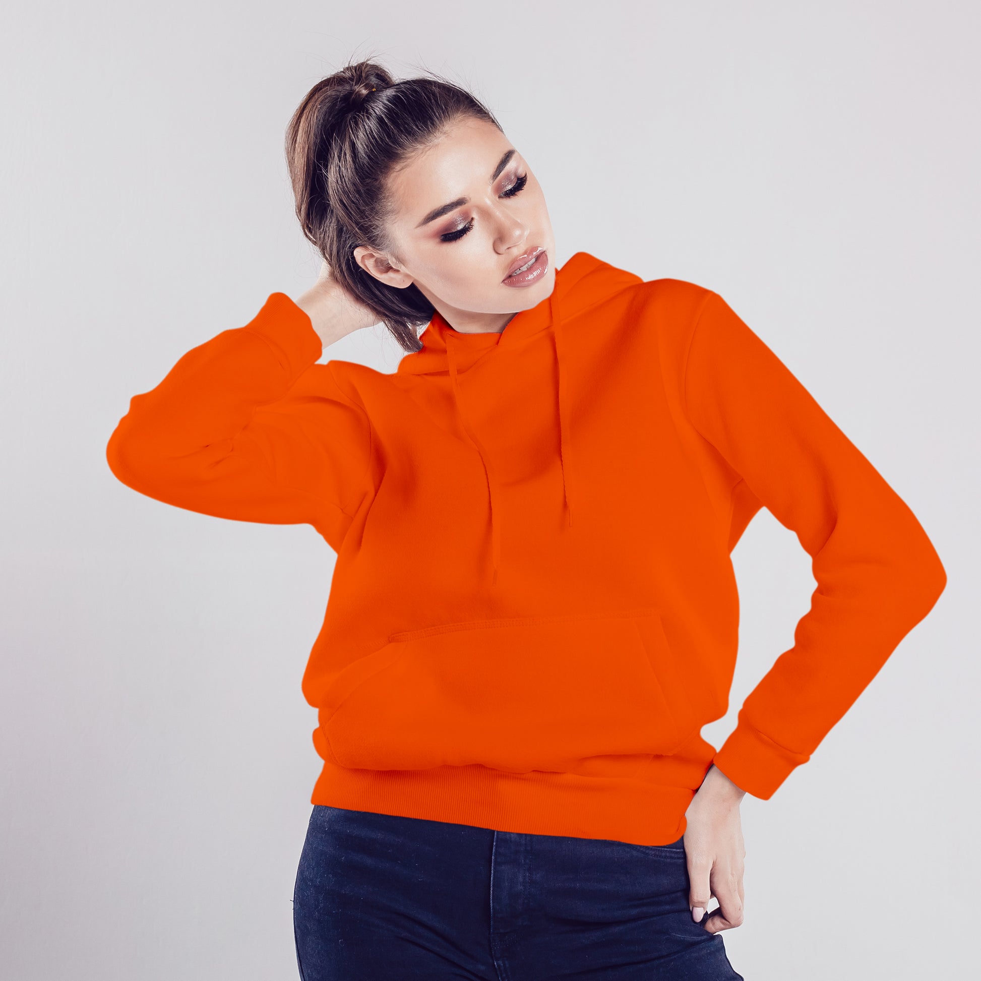 Women Pullover Hoodie Orange- FlyingCart.pk