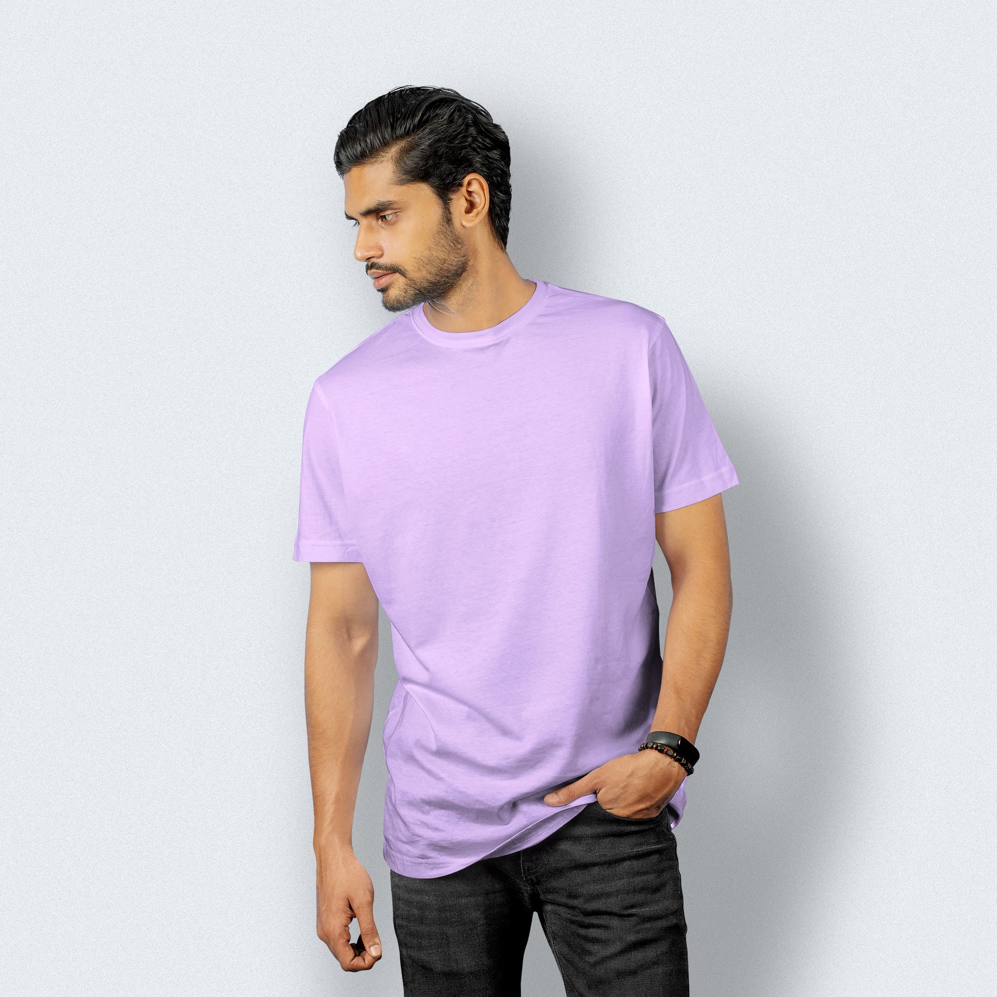 Half Sleeves Light Purple T-shirt For Men - FlyingCart.pk