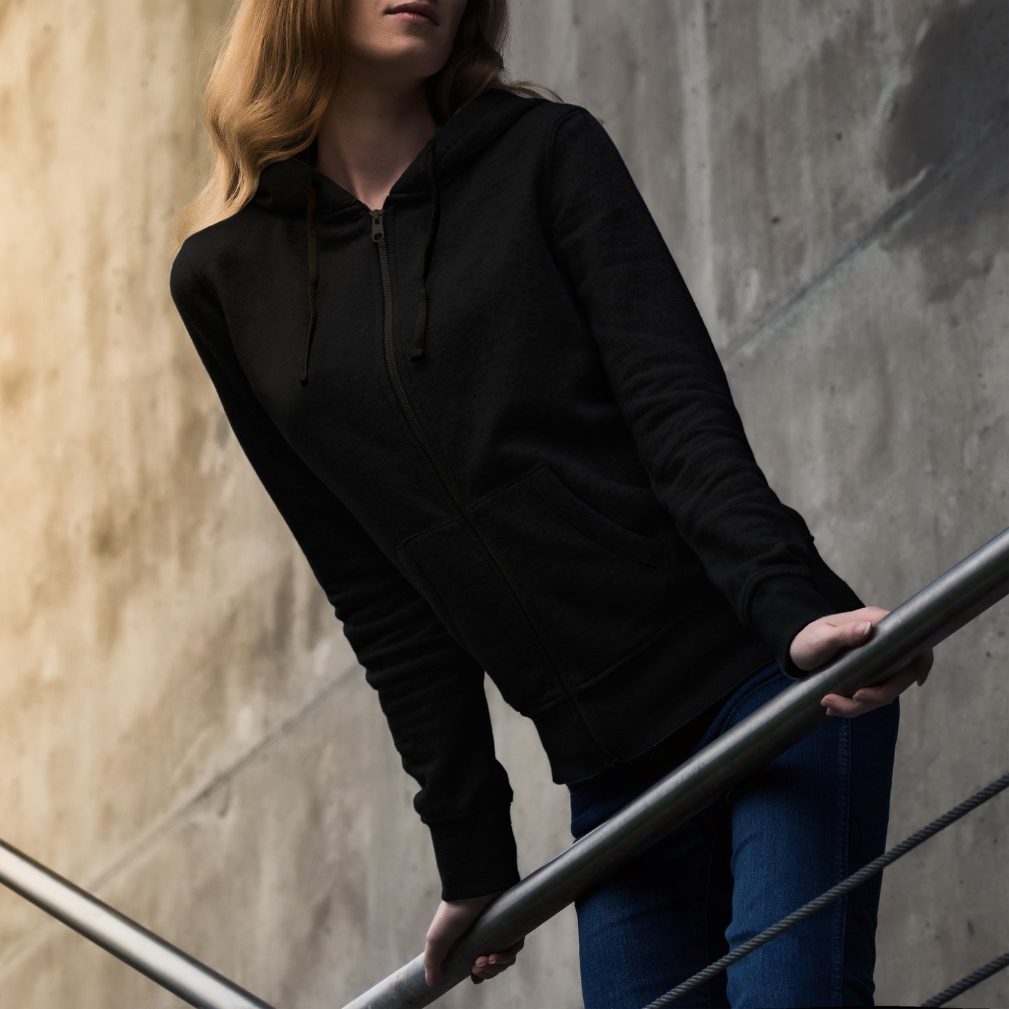 Women Zipper Hoodie Black - FlyingCart.pk