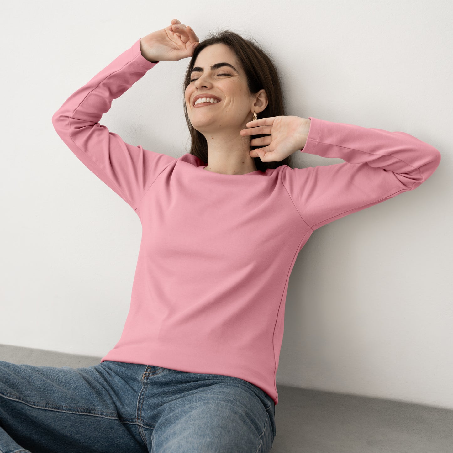 Light Pink Full Sleeve T-Shirt for Women- FlyingCart.pk