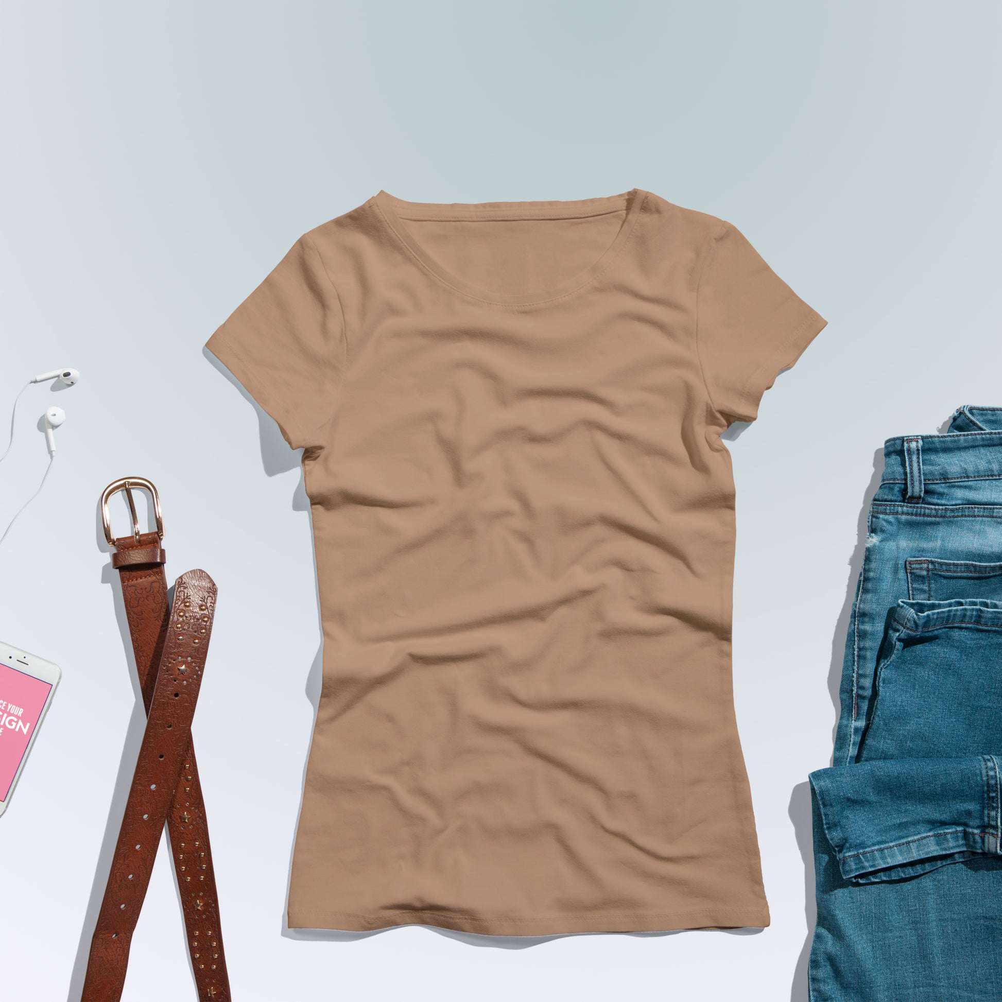 Light Brown T-Shirt For Women- FlyingCart.pk