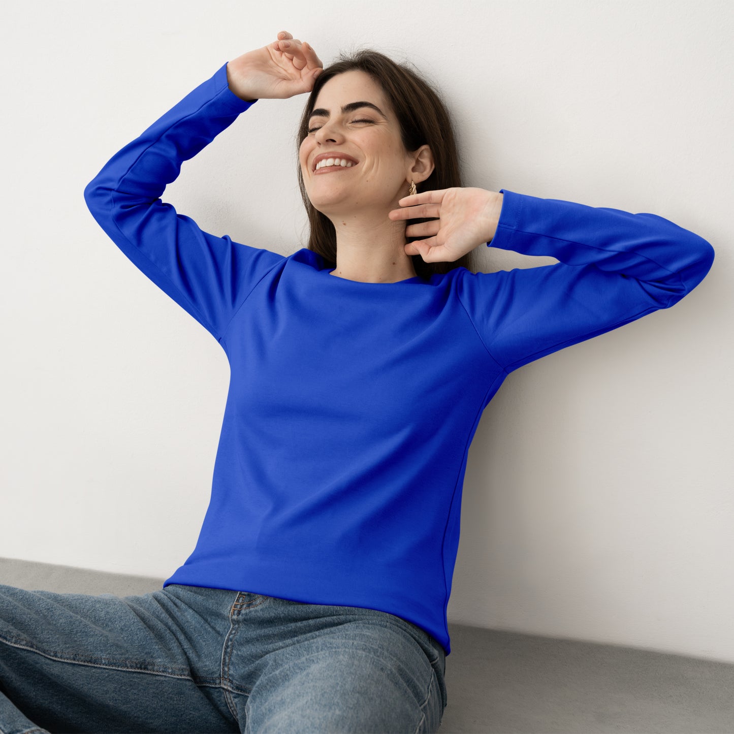 Royal Blue Full Sleeve T-Shirt for Women- FlyingCart.pk