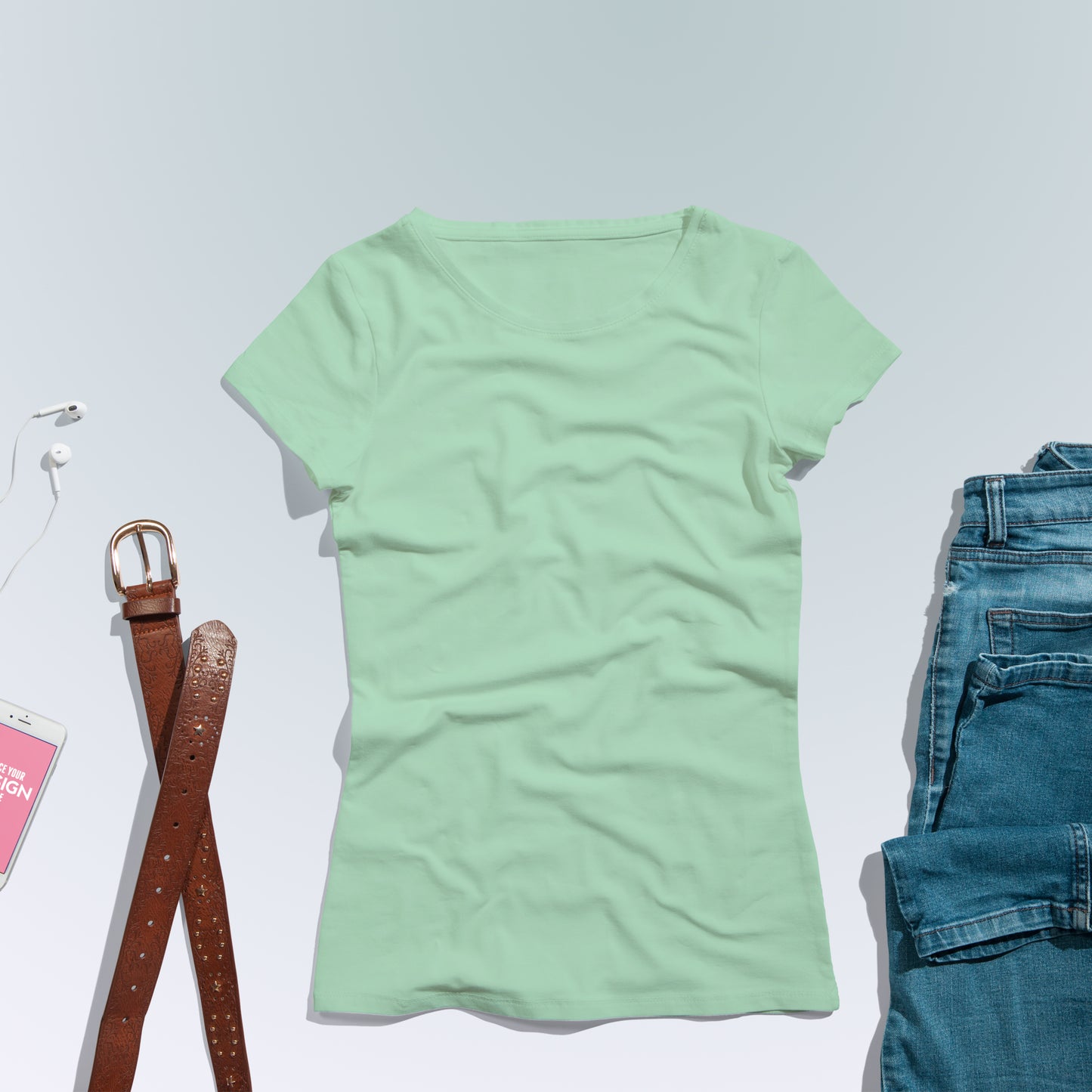 Pastel Green T-Shirt For Women- FlyingCart.pk