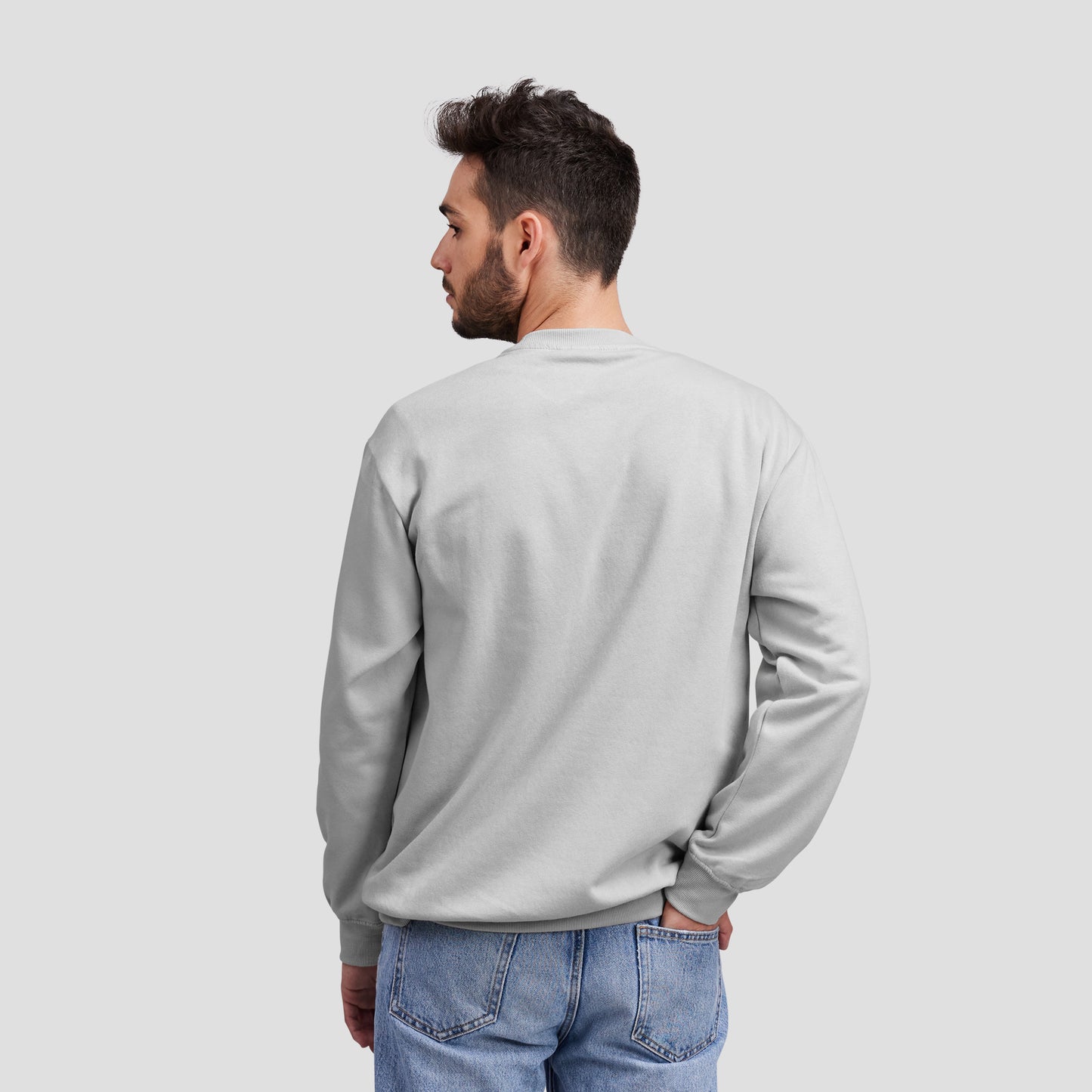 Sweat Shirt Silver Grey For Men- FlyingCart.pk