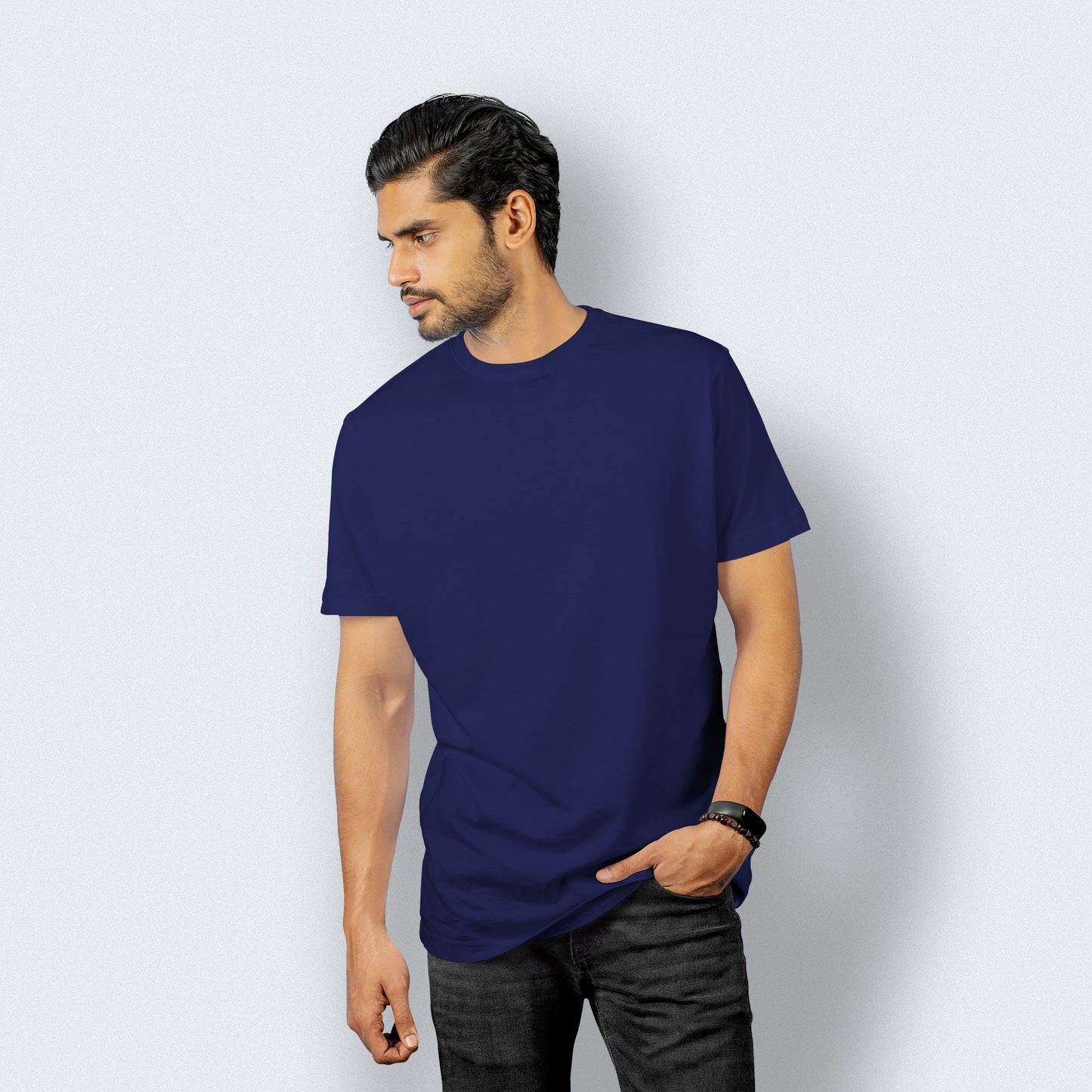 Half Sleeves  Navy Blue T-shirt For Men - FlyingCart.pk