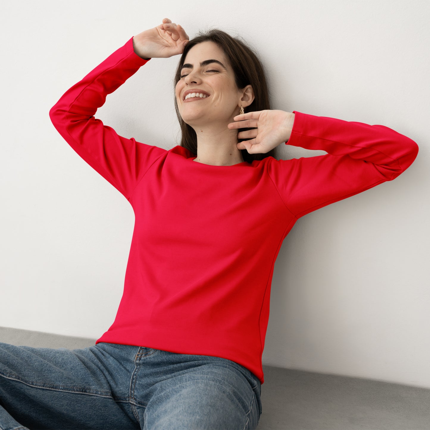 Red Full Sleeve T-Shirt for Women- FlyingCart.pk