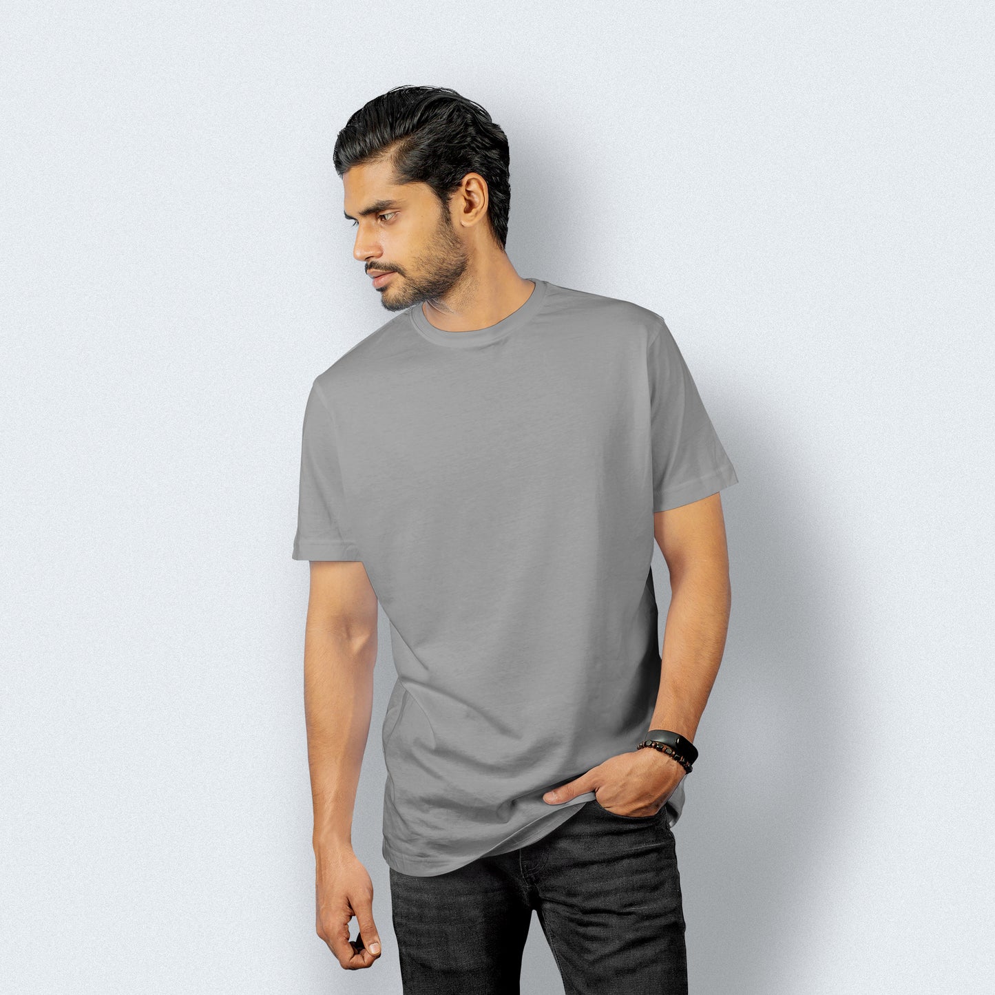 Half Sleeves Grey T-shirt For Men - FlyingCart.pk