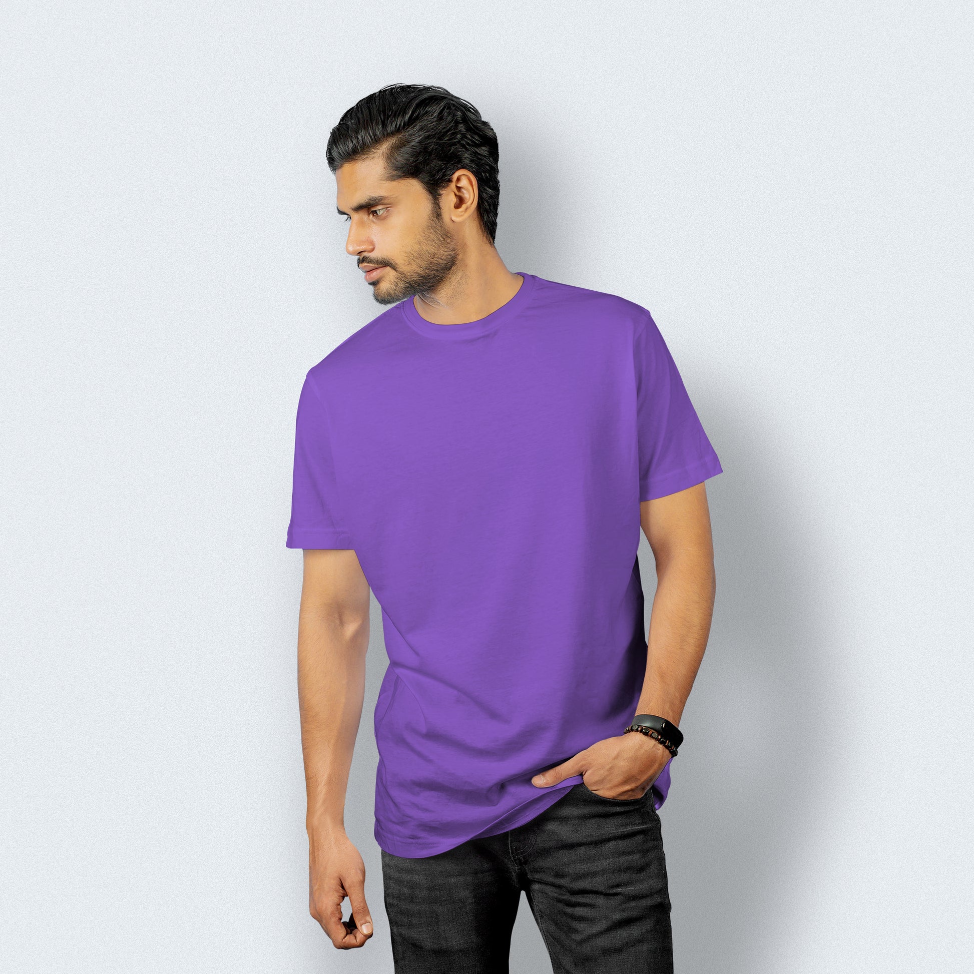 Half Sleeves Royal Purple T-shirt For Men- FlyingCart.pk