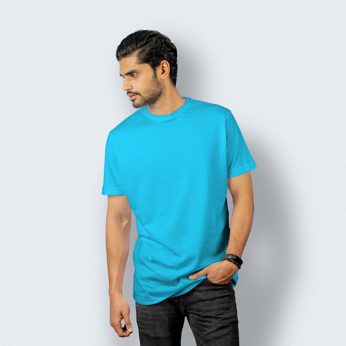 Half Sleeves Light Blue T-shirt For Men- FlyingCart.pk