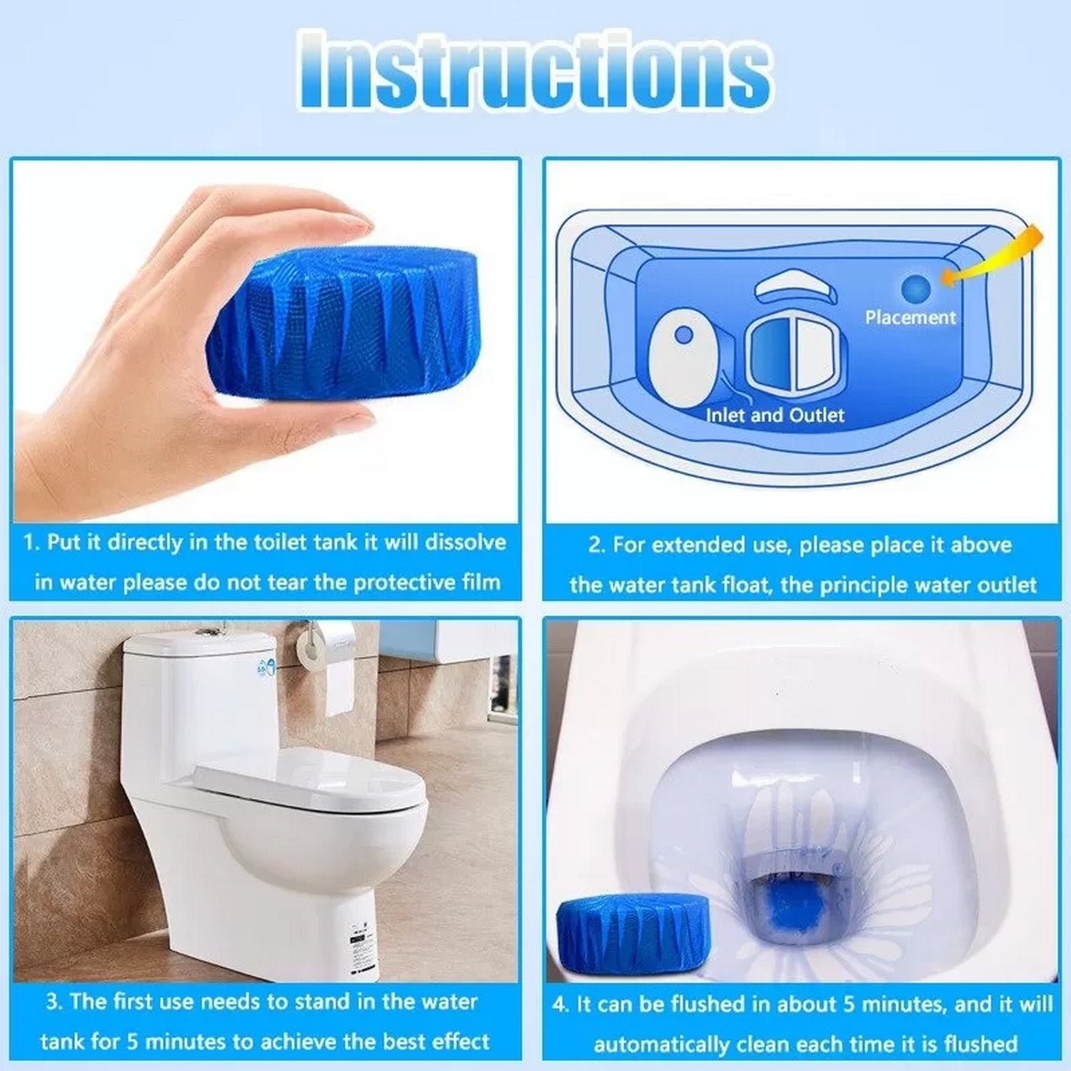 Toilet Bowl Cleaner Tablet - 10 Pcs - FlyingCart.pk