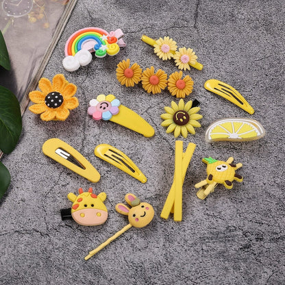 Flower And Animal Pony Clip Set (14 Pcs) - FlyingCart.pk