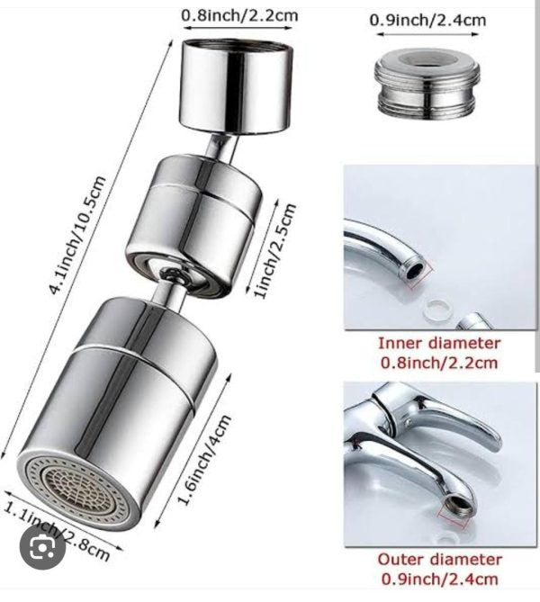 1080° Rotatable Faucet Aerator – Splash Filter & Water-Saving Tap Nozzle