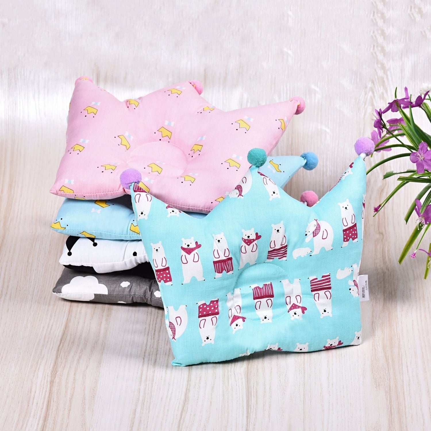 Newborn Baby Cartoon Shape Pillow Protect Baby Bedding Cushion - FlyingCart.pk