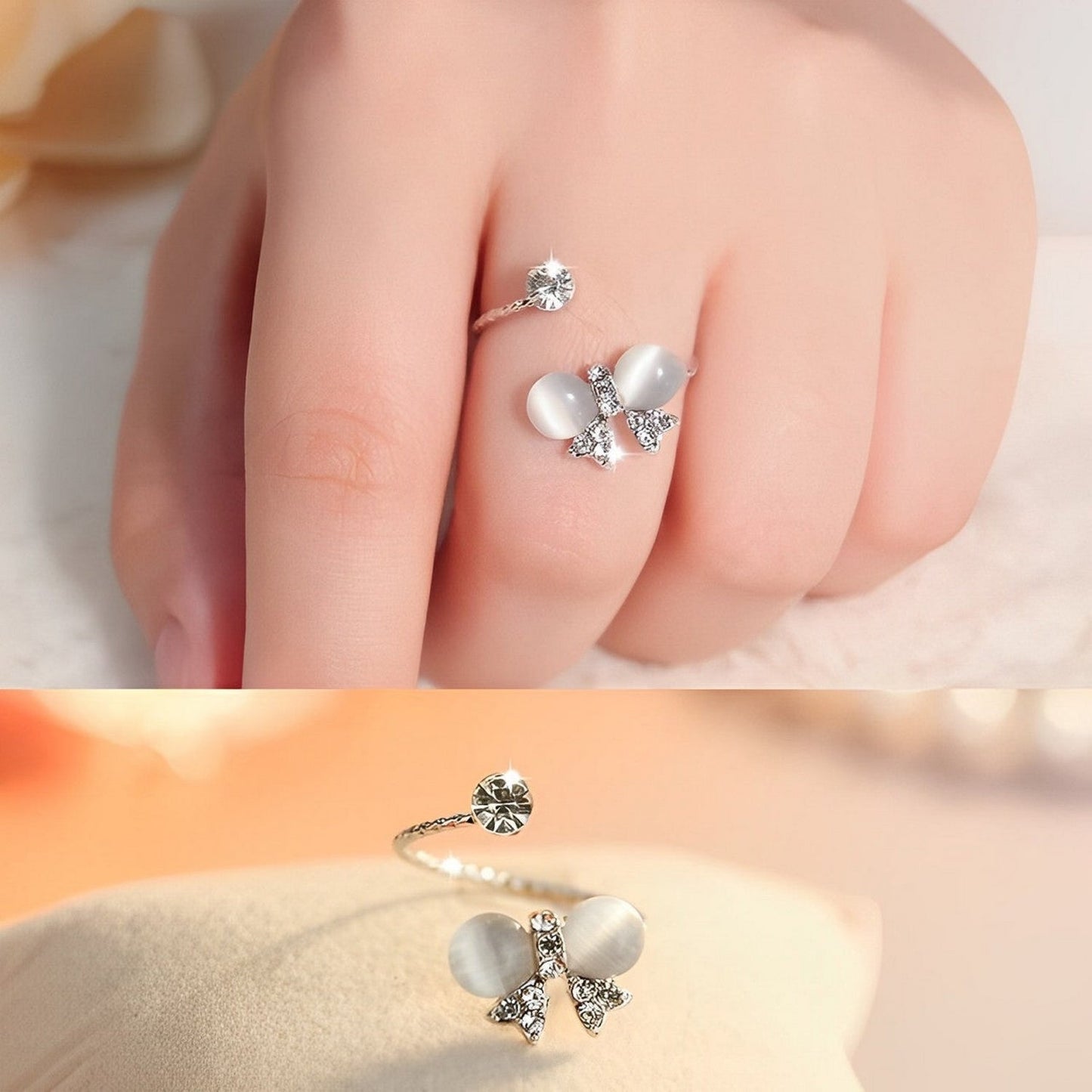 Elegant Zircon Adjustable Ring Open Finger Ring Adjustable Jewellery - FlyingCart.pk