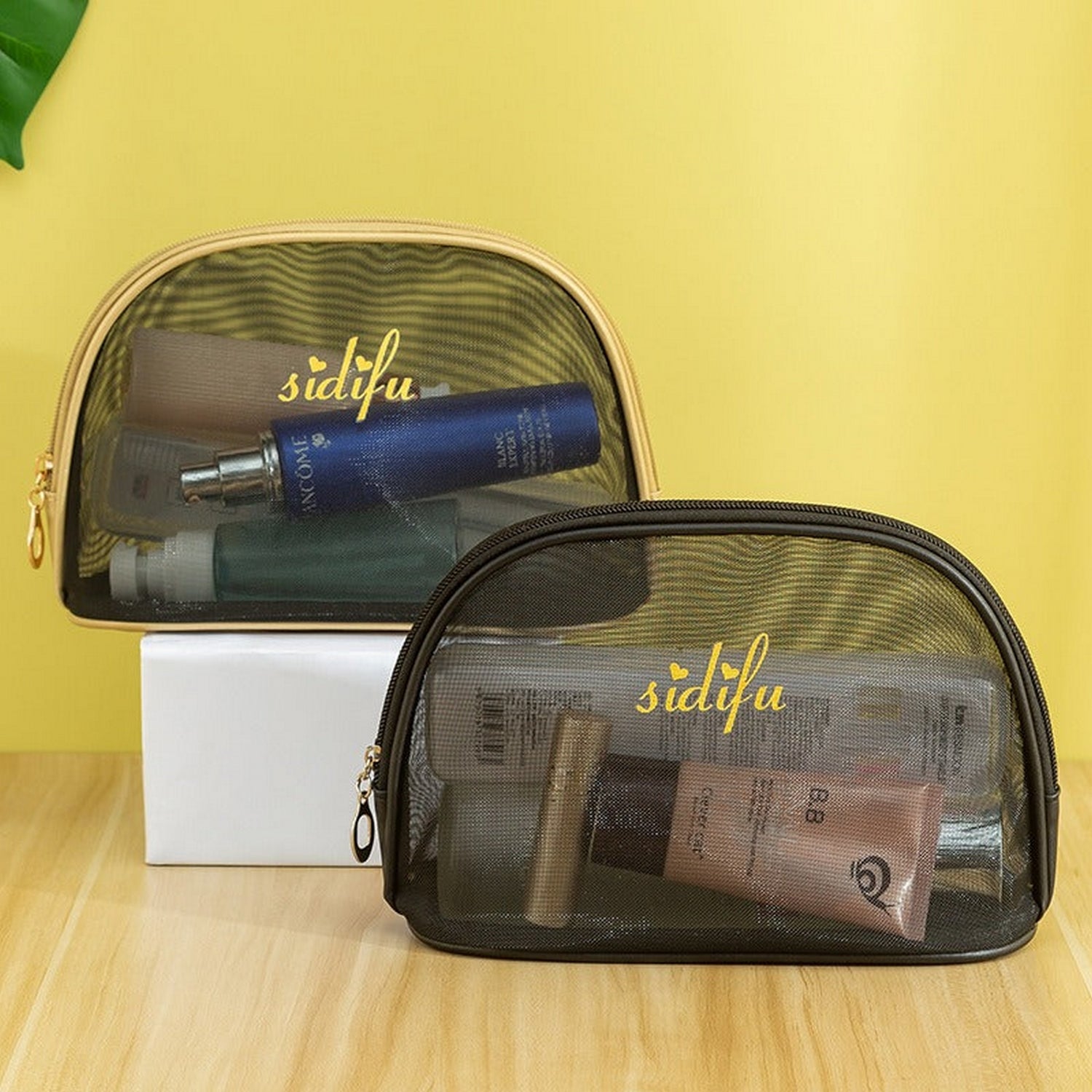Portable Cosmetic Makeup Organizer Mesh Handbag Transparent - FlyingCart.pk