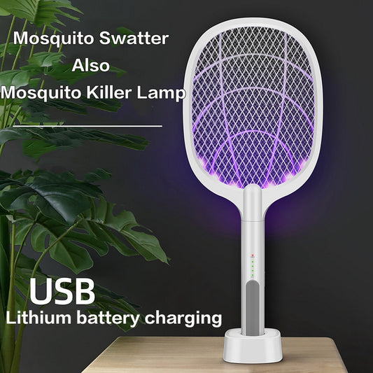 Electric Portable Mosquito Swatter Racket USB Rechargeable (2 In 1) - FlyingCart.pk