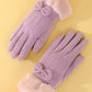 Women’s Bow Decor Plush Gloves - FlyingCart.pk