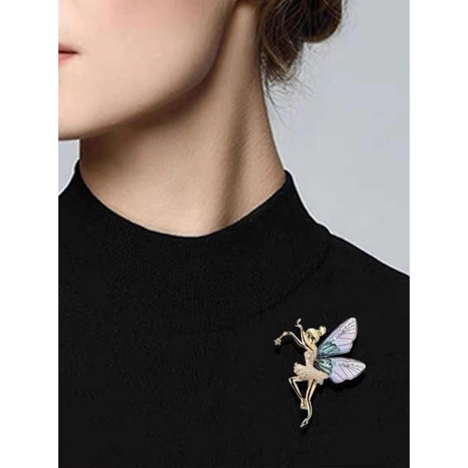 Pins Brooches Luxury Transparent Wings Fairy Brooch Elegant Zirconia Flying Fairy Pin Brooch - FlyingCart.pk