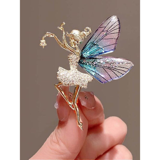 Pins Brooches Luxury Transparent Wings Fairy Brooch Elegant Zirconia Flying Fairy Pin Brooch - FlyingCart.pk