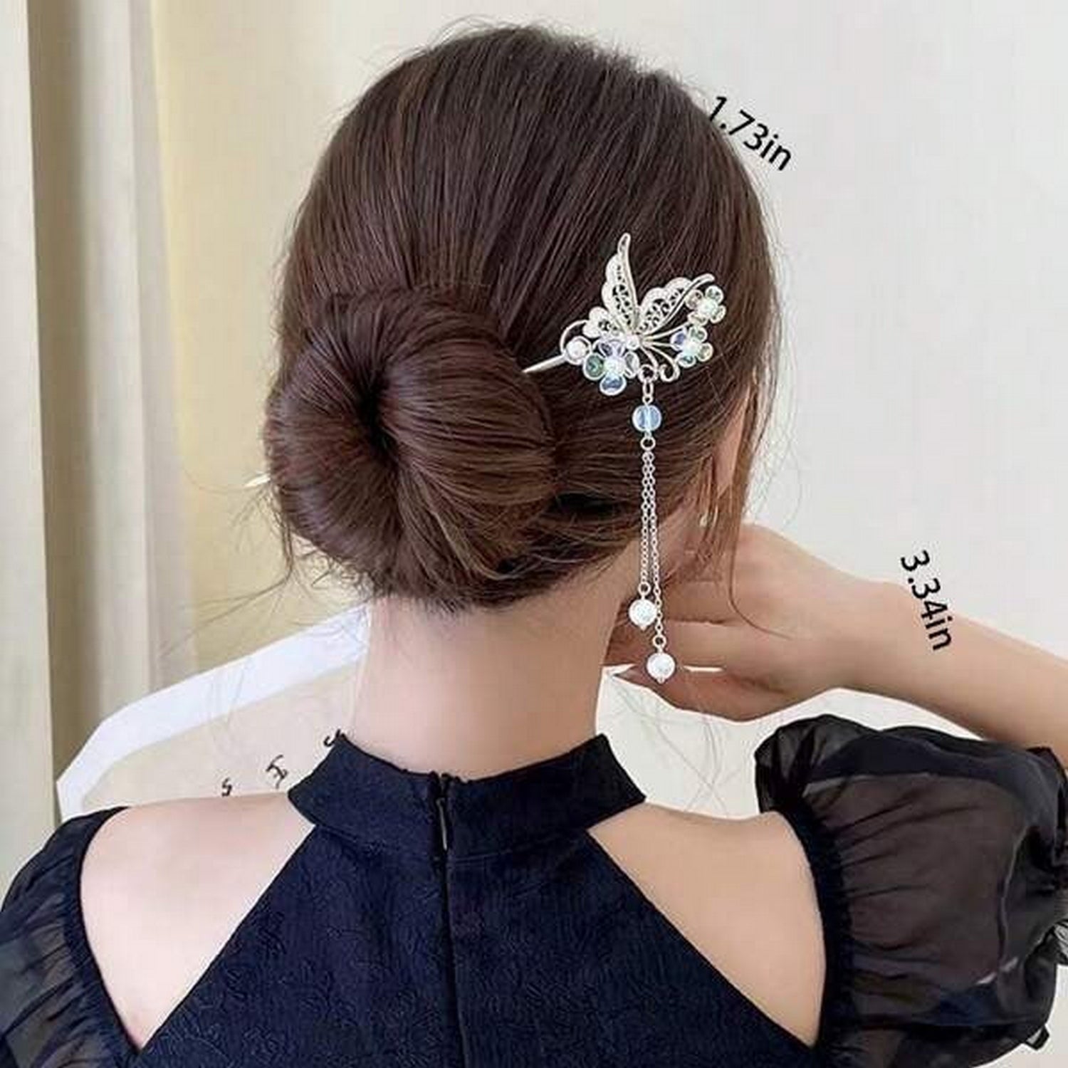 Vintage Style Butterfly Hairpin Flower Design Hair Stick - FlyingCart.pk