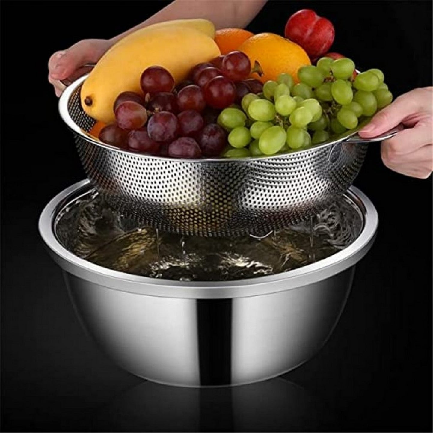 Stainless Steel Kitchen Fruit Vegetable Washing Basket - FlyingCart.pk