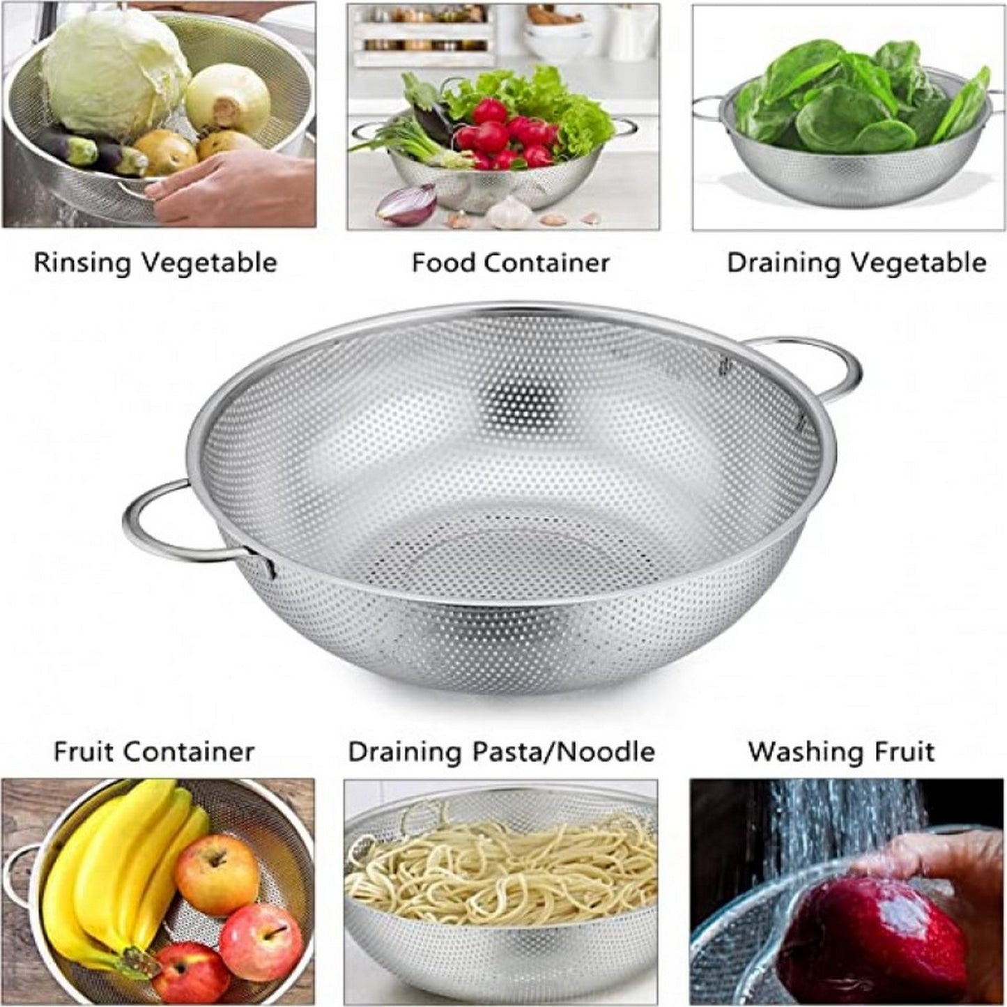 Stainless Steel Kitchen Fruit Vegetable Washing Basket - FlyingCart.pk