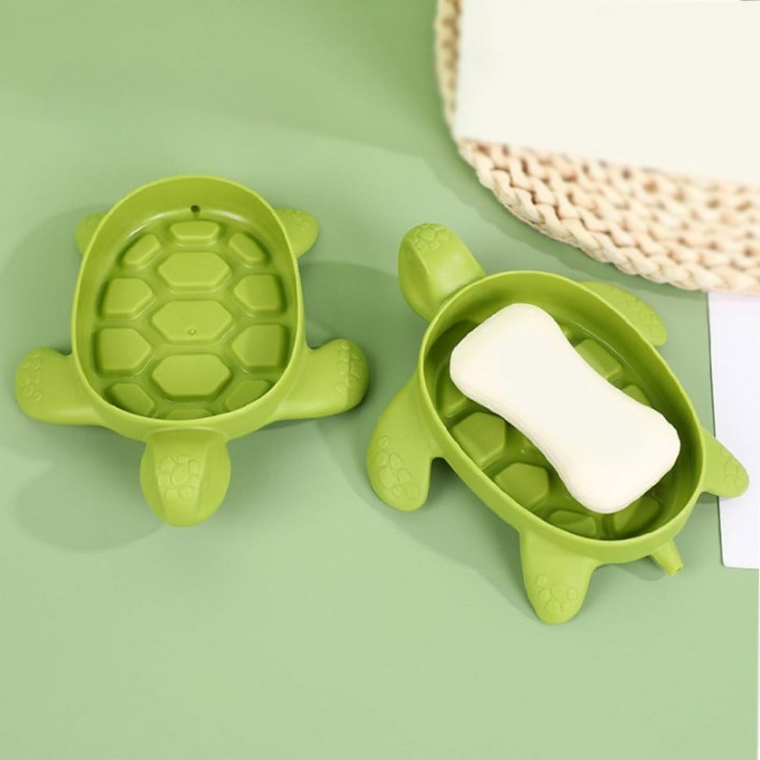 Cute Turtle Shape Soap Dish Holder Soap Storage Draining Tray - FlyingCart.pk