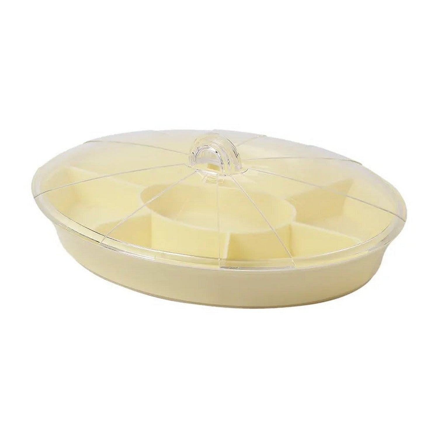 Round Shape 5 Compartment Tray With Cover - FlyingCart.pk