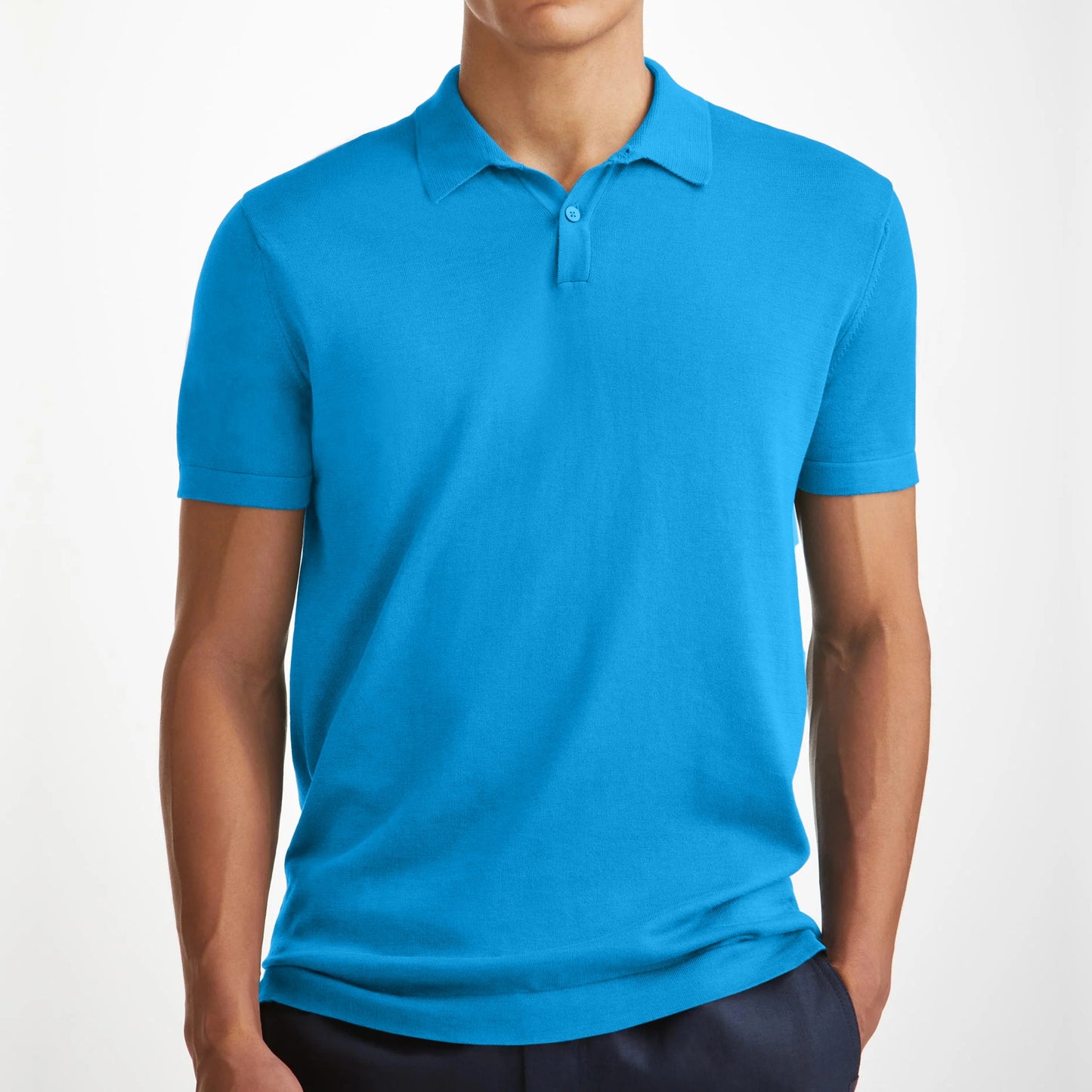 Turkish Blue Classy Soft Polo Shirts for Men-FlyingCart.pk