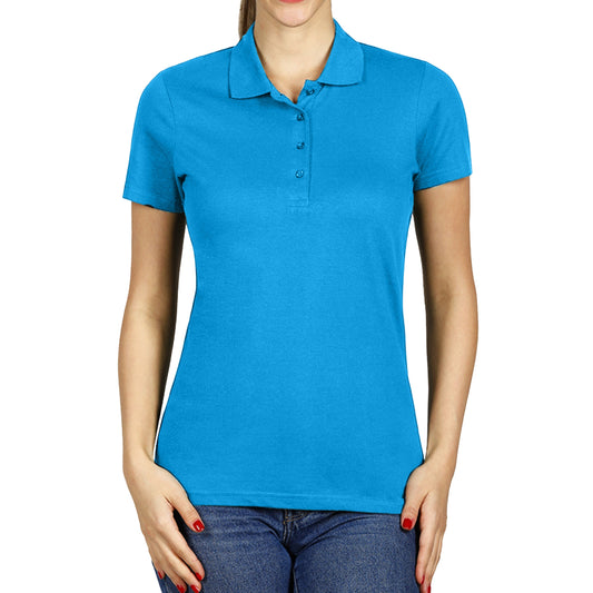 Turkish Blue Classy Soft Polo Shirts for Women - FlyingCart.pk