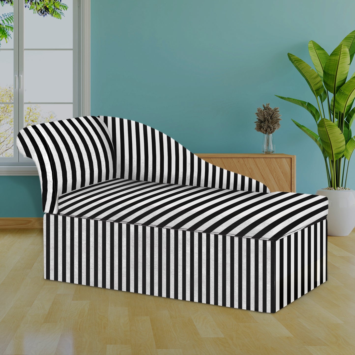 Vintage Hollywood B&W Striped Sofa Cover - FlyingCart.pk