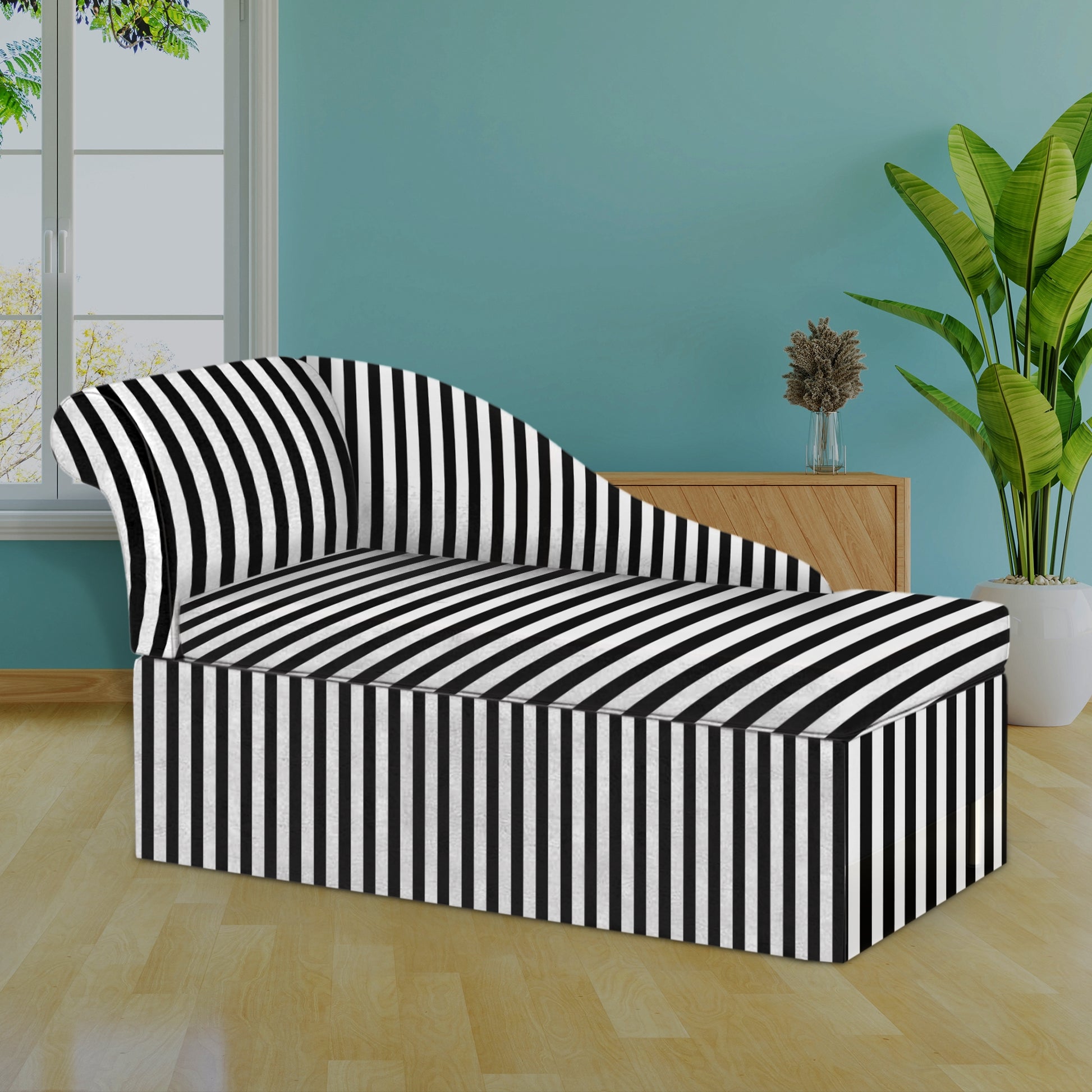 Vintage Hollywood B&W Striped Sofa Cover - FlyingCart.pk