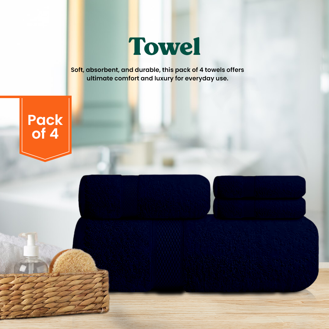 Navy Blue Towel Set- FlyingCart.pk