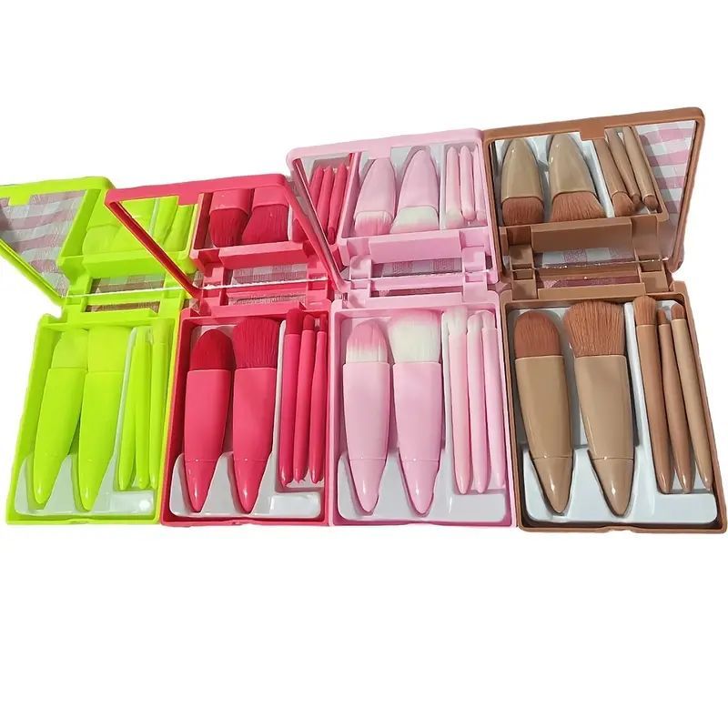 Mini Complete Function Cosmetic Brushes Kit with Mirror 5 PCS - FlyingCart.pk