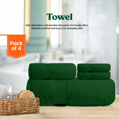 Hunter Green Towel Set- FlyingCart.pk