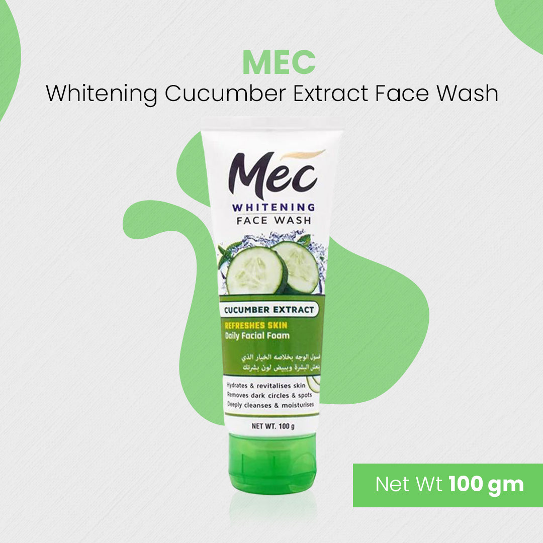 Mec Whitening Cucumber Extract Face wash 100gm - Flyingcart.pk