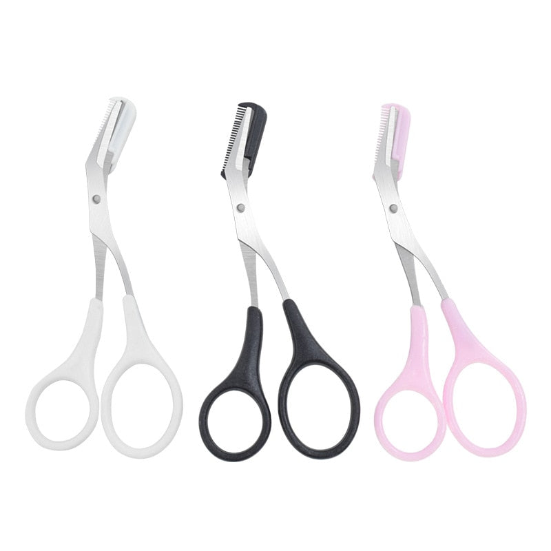 Stainless Steel Eyebrow Trimmer Scissor with Comb-FlyingCart.pk