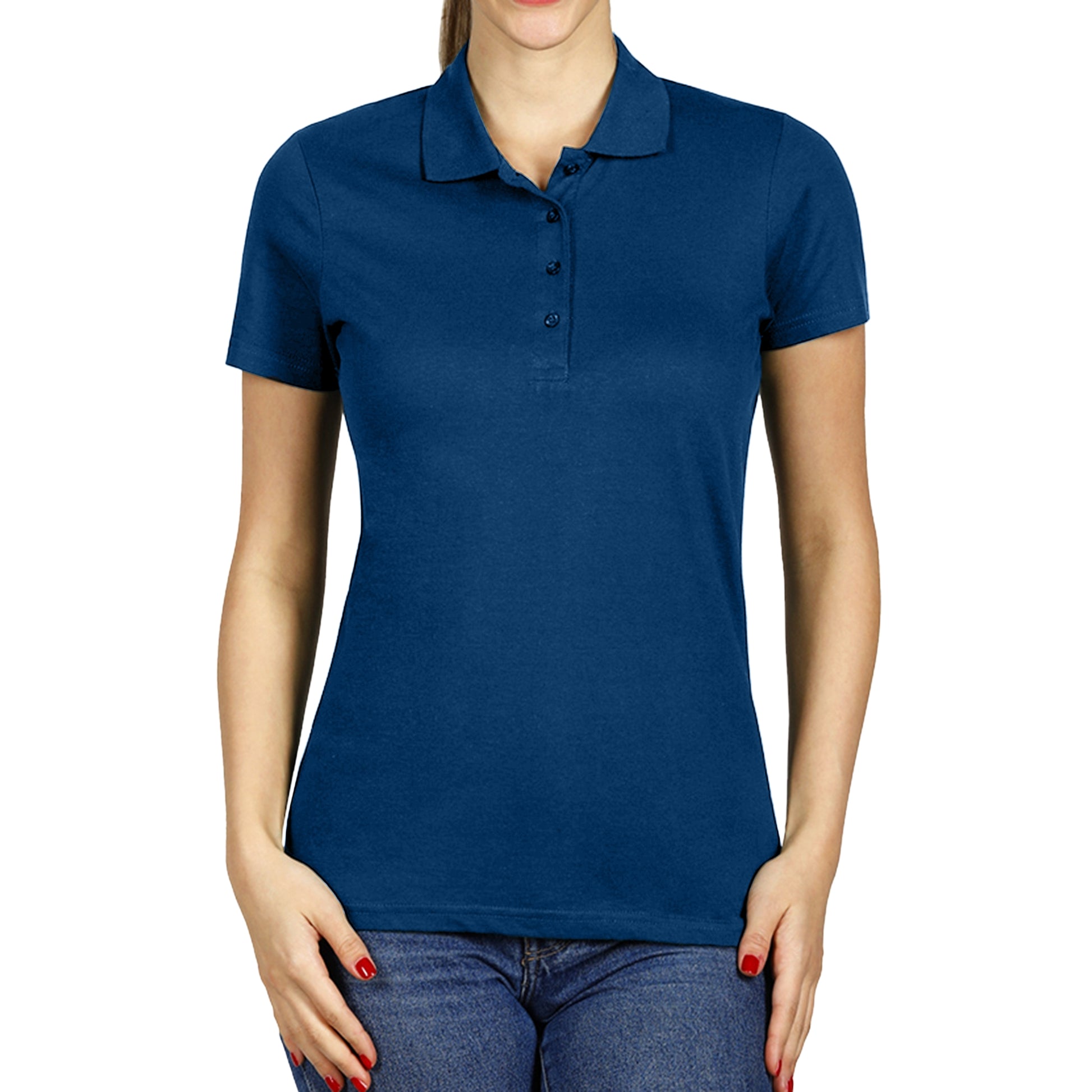 Petroleum Blue Classy Soft Polo Shirts for Women - FlyingCart.pk