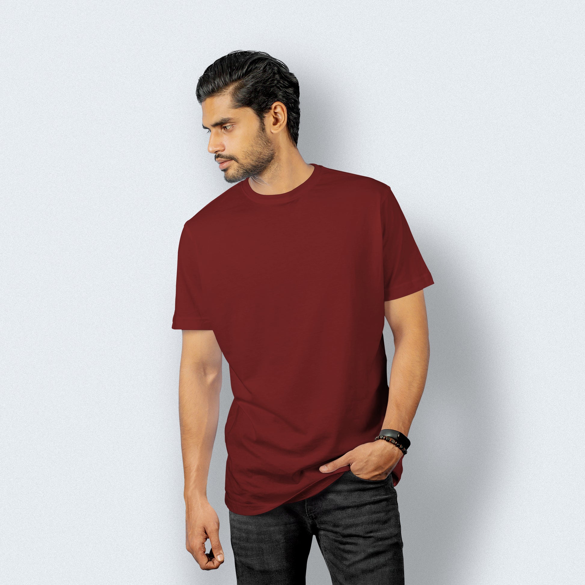 Half Sleeves Maroon T-shirt For Men - FlyingCart.pk